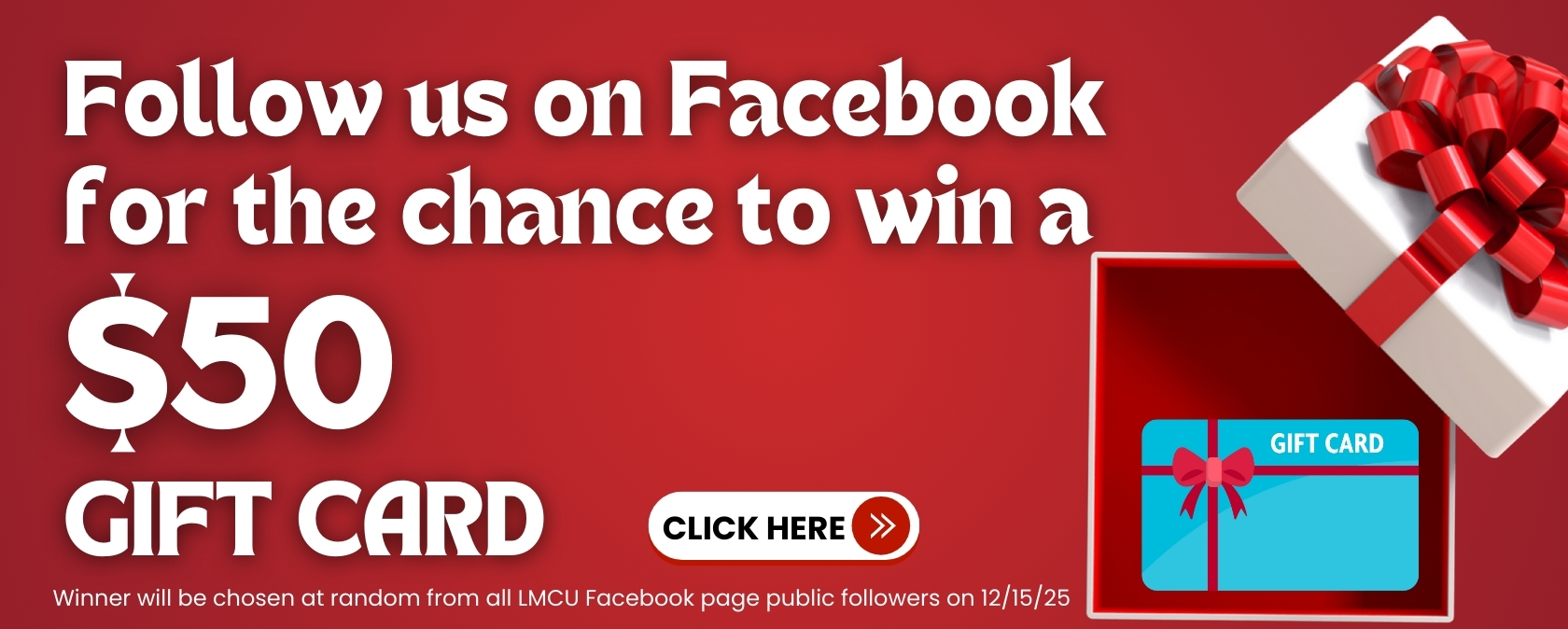 Follow us on Facebook for the chance to win a $50 gift card
