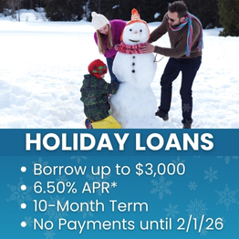 Borrow up to $3,000 at 6.50% APR with a Holiday Loan
